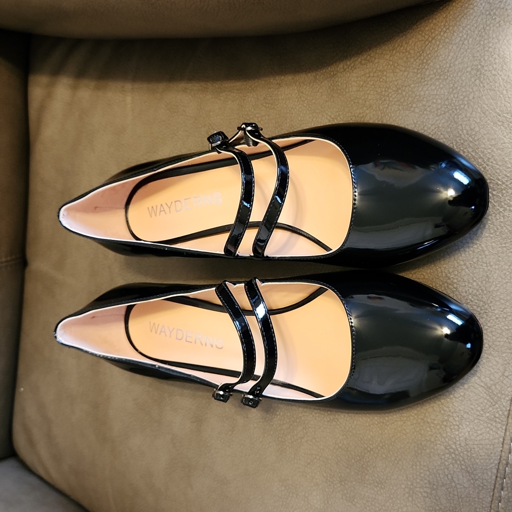 Wayderns Black Patent Mary Jane Dress Shoes